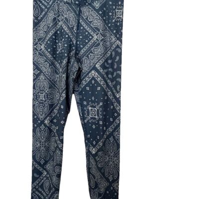 American Eagle Blue Paisley Legging Size Medium Crossover Front Yoga Athletics